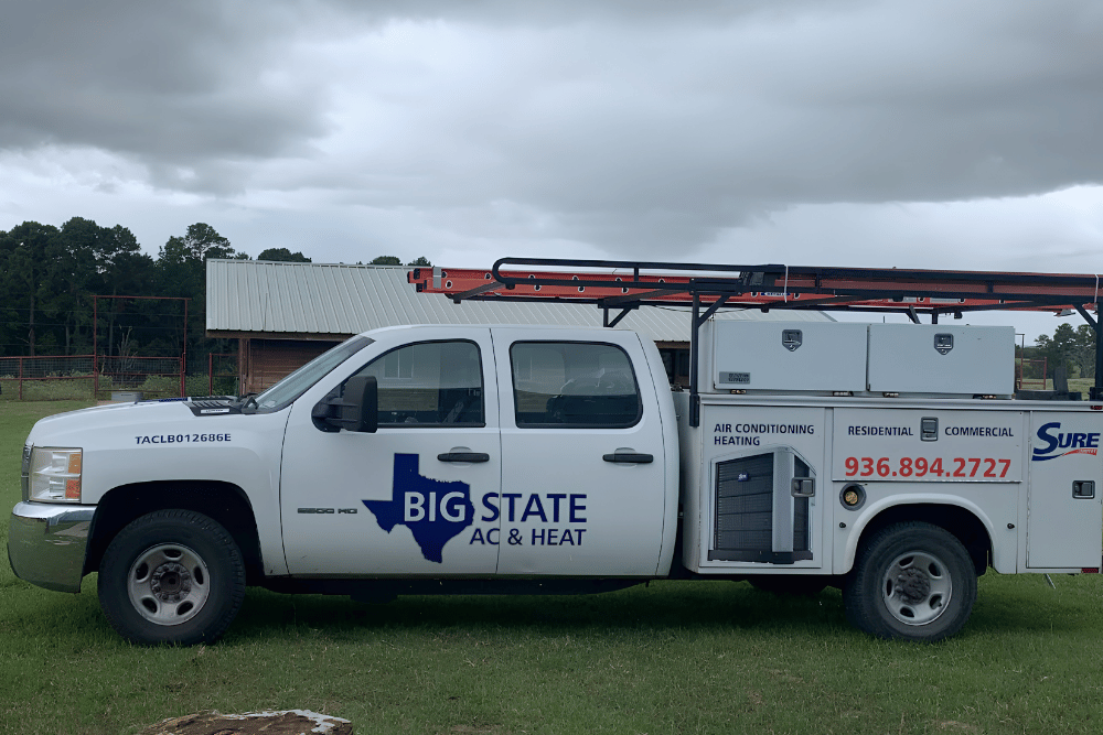 Big State AC and Heating Co. work truck in Plantersville, TX